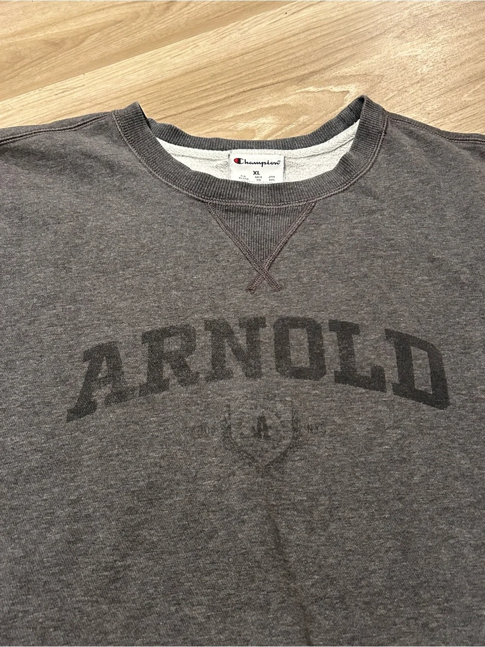 Y2k Champion Originals Arnold Varsity Crest Crewneck - Grey XL